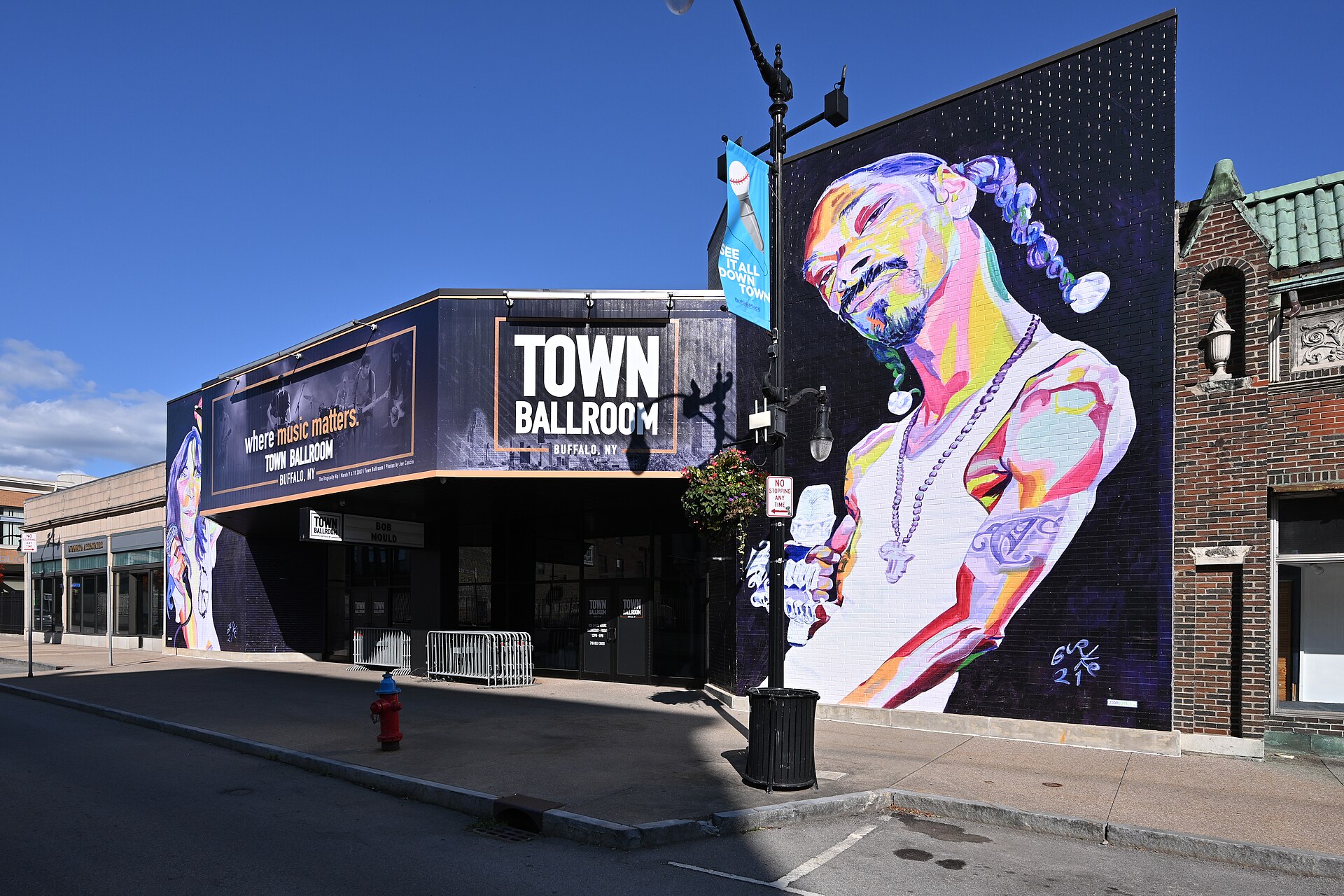 Exterior of Town Ballroom, a concert venue in Buffalo, New York, in 2025