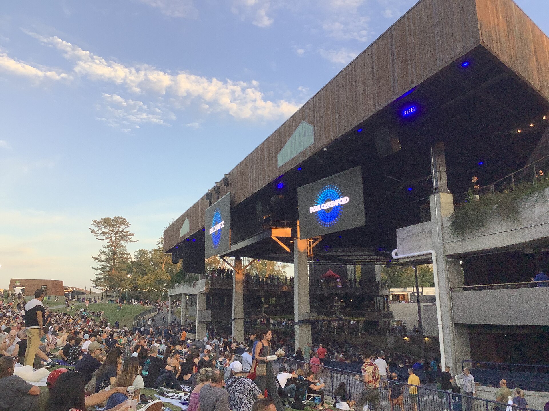 Stage and pavilion roof at Merriweather Post Pavilion, September 2022