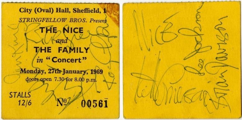 Concert ticket stub from Sheffield, January 1969