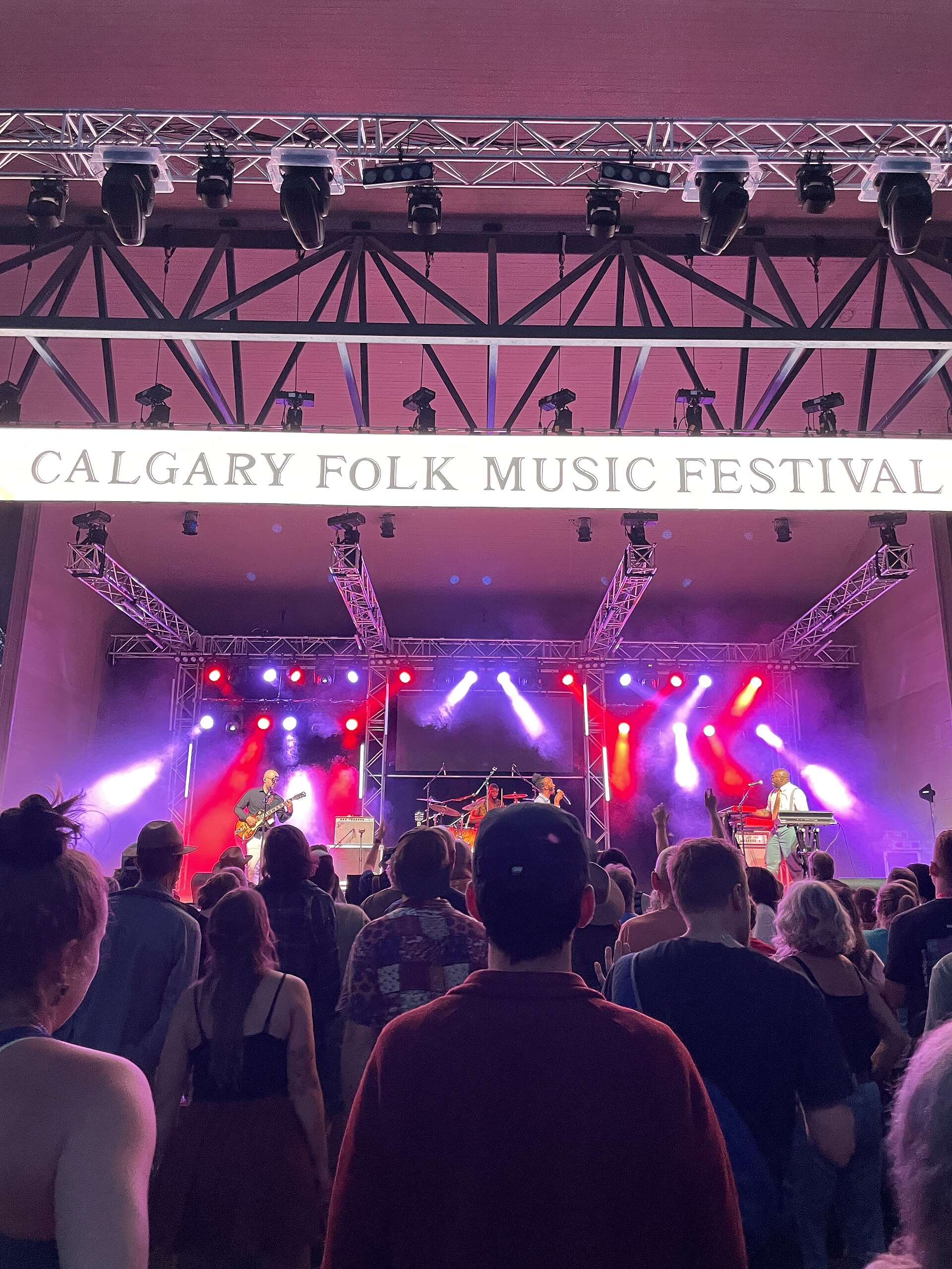 Audience viewing the main stage at the Calgary Folk Music Festival in 2023